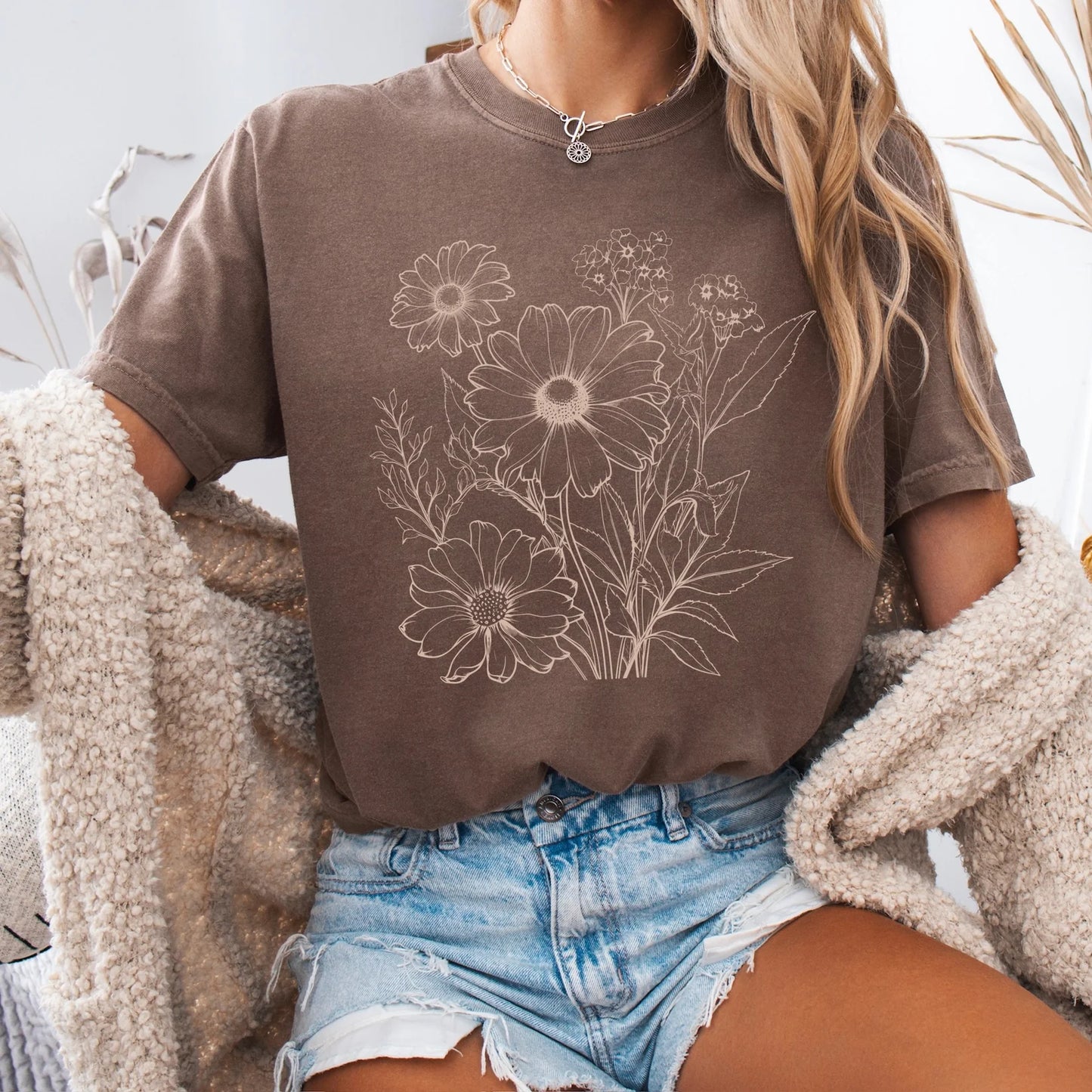Tan Floral Tee
