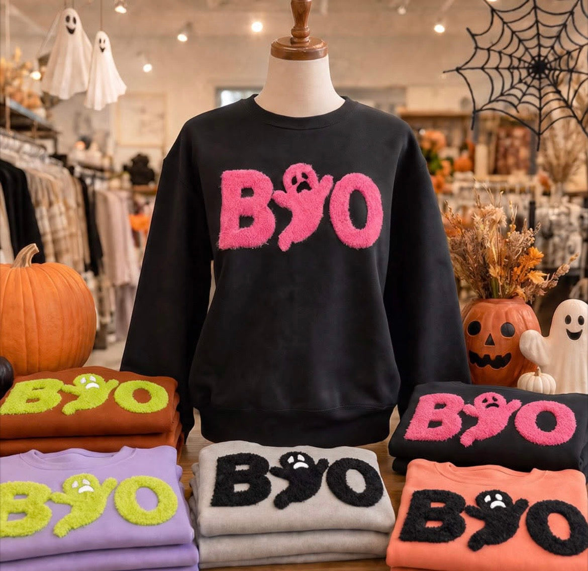 Chenille Patch Boo Crewneck