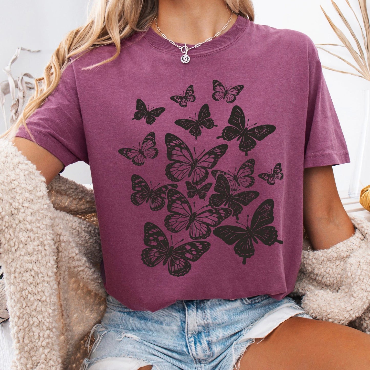 Black Butterfly Screen Print Tee