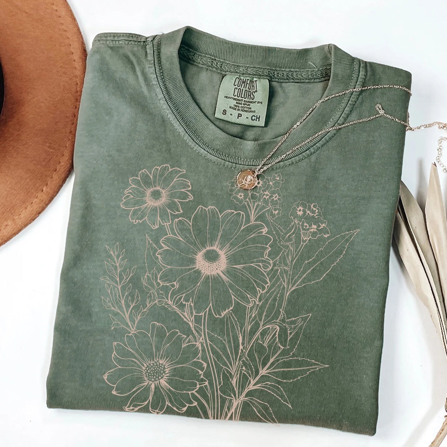 Tan Floral Tee