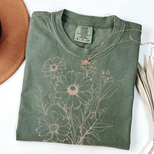 Tan Floral Tee