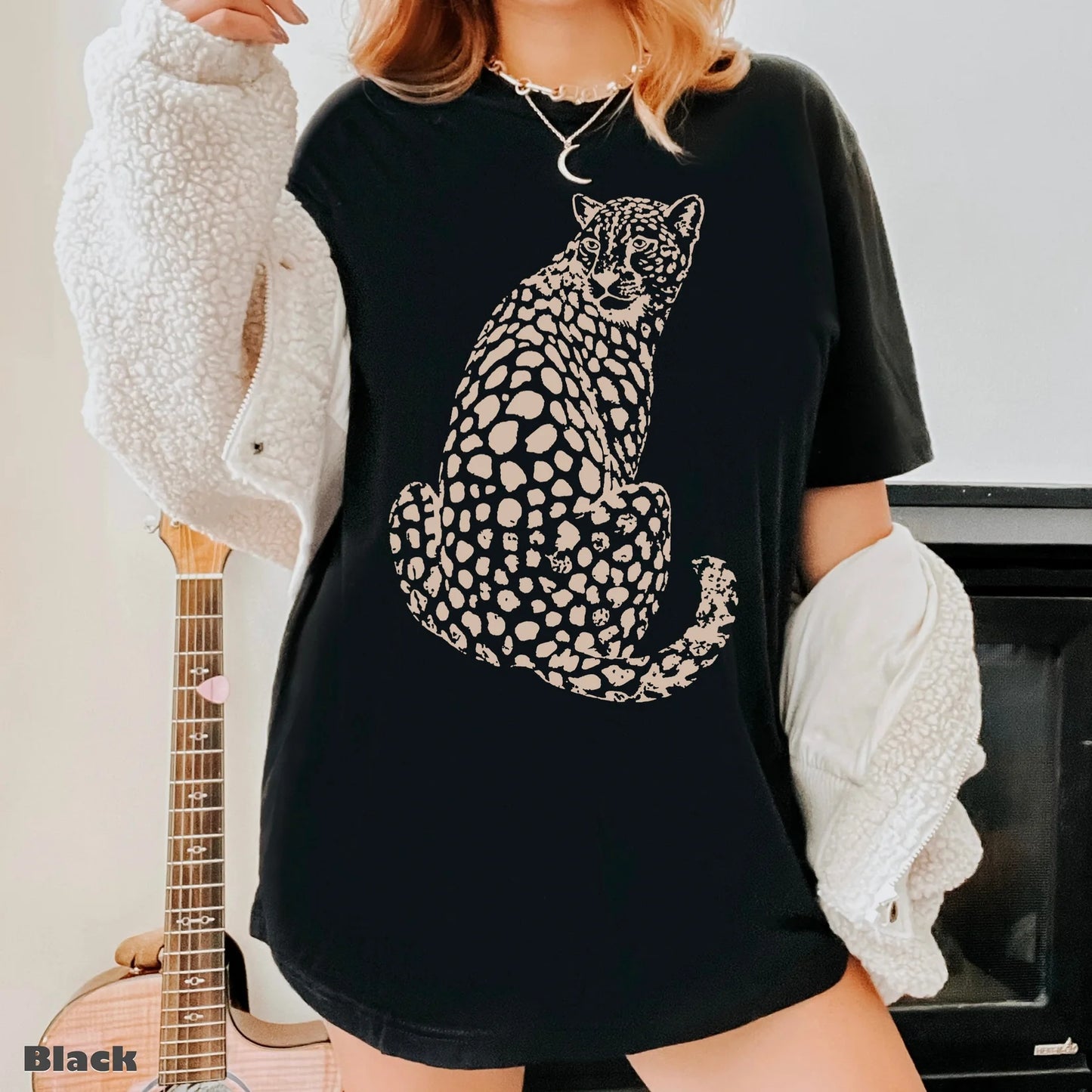 Leopard Tee with Tan Screen Print