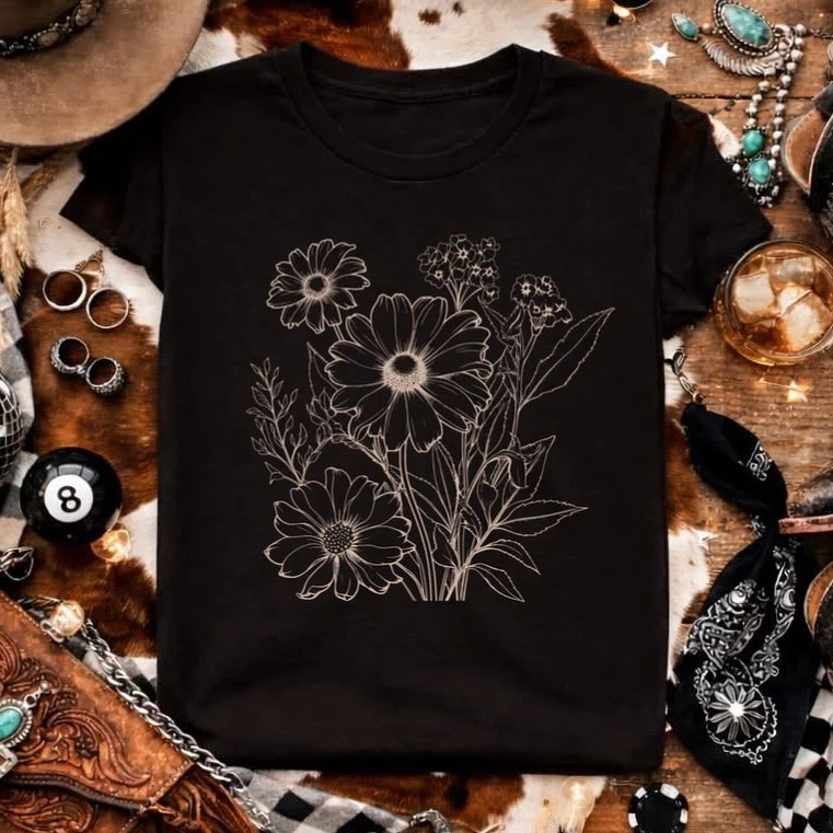 Tan Floral Tee