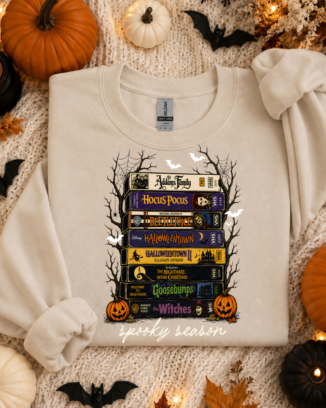 Halloween Black Crewneck Spooky VHS Tape