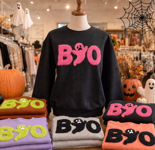 Chenille Patch Boo Crewneck