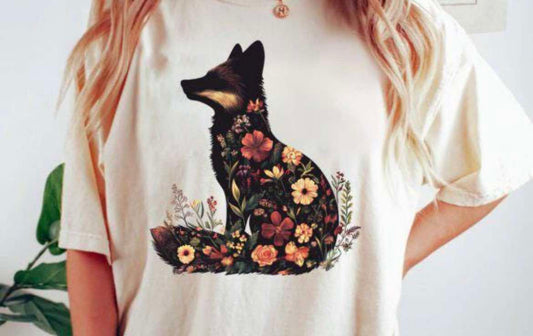 Beautiful Floral Fox Tee