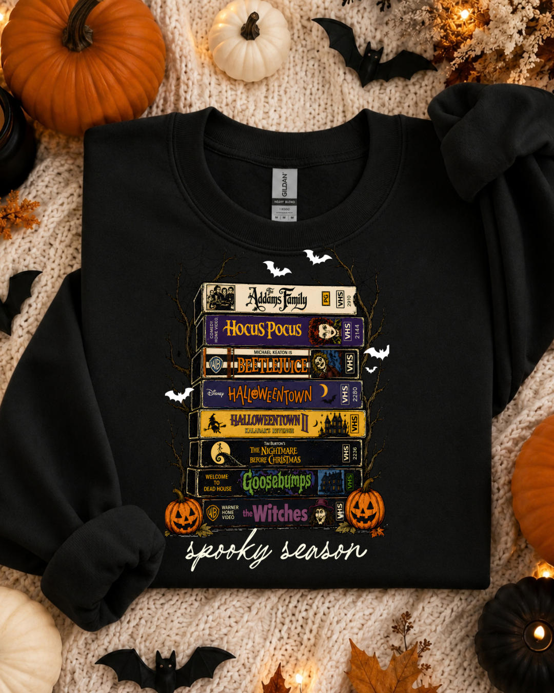 Halloween Black Crewneck Spooky VHS Tape