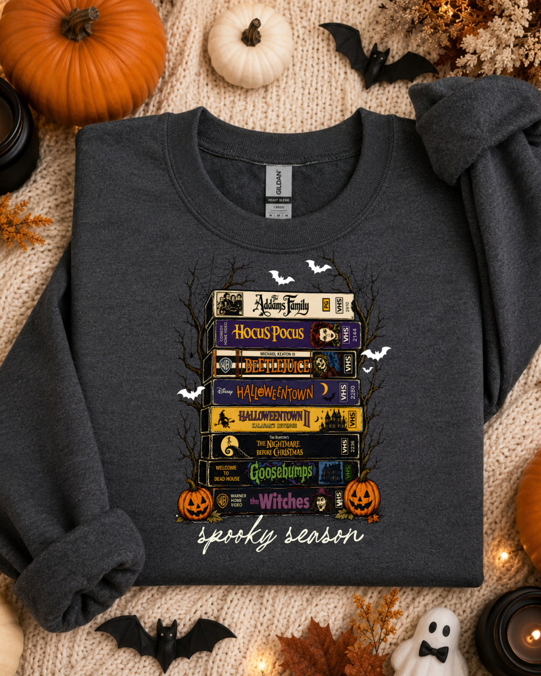 Halloween Black Crewneck Spooky VHS Tape