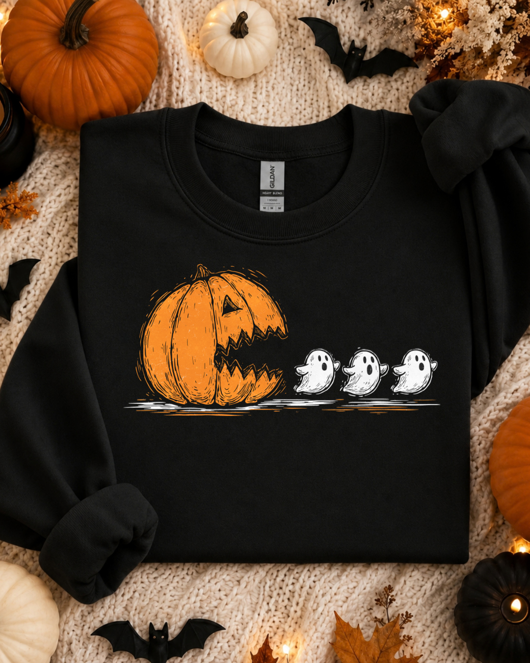 Pac-man pumpkin chasing ghosts